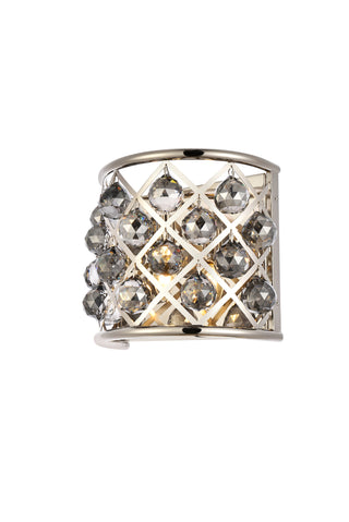 Madison 1 light polished Nickel Wall Sconce Silver Shade (Grey) Royal Cut Crystal