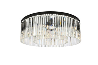 Sydney 10 light Matte Black Flush Mount Clear Royal Cut Crystal