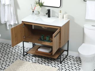 36 inch Single bathroom vanity in walnut brown