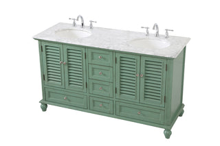 60 inch Double Bathroom Vanity in Vintage Mint