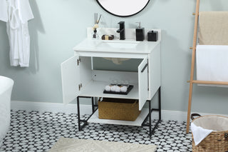 30 inch Single bathroom vanity in white with backsplash