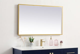 Pier 24x40 inch LED mirror with adjustable color temperature 3000K/4200K/6400K in brass