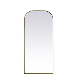 Metal Frame Arch Full Length Mirror 32x76 Inch in Brass