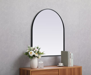 Metal Frame Arch Mirror 33x36 Inch in Black