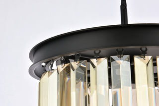 Sydney 3 light Matte Black Flush Mount Golden Teak (Smoky) Royal Cut Crystal