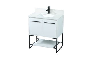 30 inch Single bathroom vanity in white with backsplash