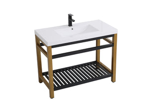 42 inch Single Bathroom Metal Vanity in Golden Black