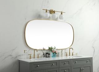 Metal Frame Oval Mirror 30x60 Inch in Brass