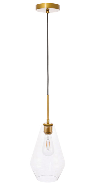 Gene 1 light Brass and Clear glass pendant