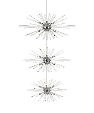 Sienna 46 inch three tiers crystal starburst chandelier in chrome