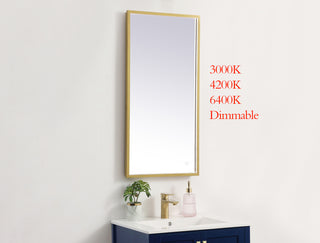 Pier 18x36 inch LED mirror with adjustable color temperature 3000K/4200K/6400K in brass