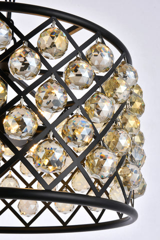 Madison 6 light Matte Black Pendant Golden Teak (Smoky) Royal Cut Crystal