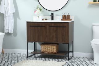 40 inch Single bathroom vanity in walnut with backsplash