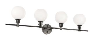 Collier 4 light Black and Frosted white glass Wall sconce