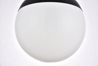 Eclipse 1 Light Black Pendant With Frosted White Glass