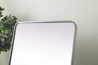 Soft Corner Metal Rectangle Full Length Mirror 30x60 Inch in Silver