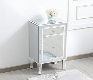 18 inch mirrored end table in white