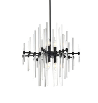 Sienna 23 inch crystal rod pendant in black