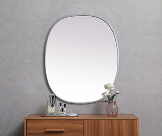 Metal Frame Oval Mirror 30x36 Inch in Silver