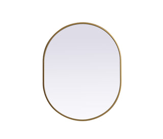 Metal Frame Oval Mirror 24x30 Inch in Brass