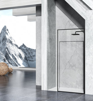 Fixed framed shower door 35 x 76 Matte Black