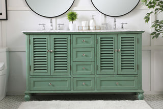 60 inch Double Bathroom Vanity in Vintage Mint