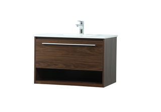 30 inch Single bathroom vanity in walnut