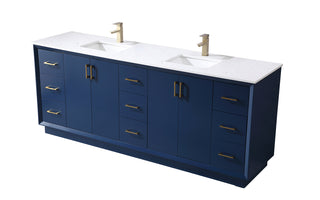 84 Inch Double Bathroom Vanity In Blue