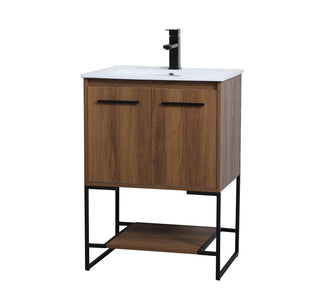 24 inch  Single Bathroom Vanity in Walnut Brown