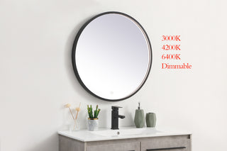 Pier 28 inch LED mirror with adjustable color temperature 3000K/4200K/6400K in black