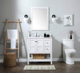 32 inch Single bathroom vanity in white with backsplash