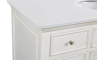 48 inch Single Bathroom vanity in Antique White with ivory white engineered marble