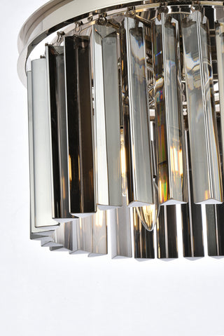 Sydney 3 light polished nickel Pendant Silver Shade (Grey) Royal Cut Crystal
