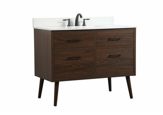 42 inch Single bathroom vanity in walnut with backsplash