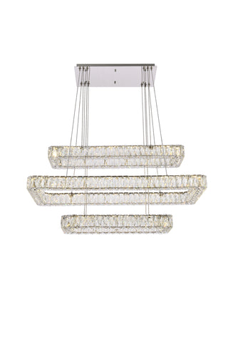 Monroe 42 inch LED triple rectangle pendant in chrome