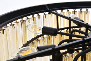 Sydney 17 light Matte Black Chandelier Golden Teak (Smoky) Royal Cut Crystal