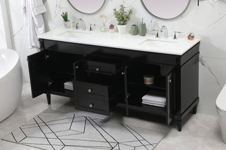 72 inch double bathroom vanity in black