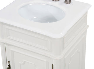 21 inch Single Bathroom vanity in Antique White with ivory white engineered marble