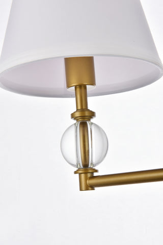 Bethany 3 lights bath sconce in brass with white fabric shade