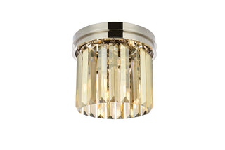 Sydney 3 light polished nickel Flush Mount Golden Teak (Smoky) Royal Cut Crystal