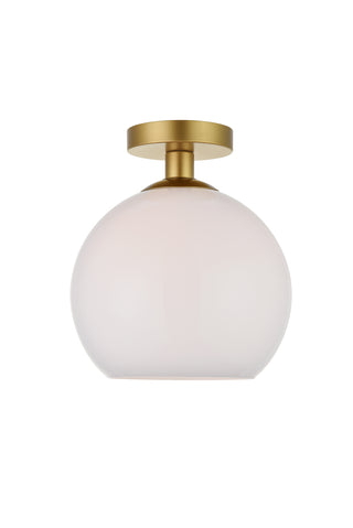 Baxter 1 Light Brass Flush Mount With Frosted White Glass