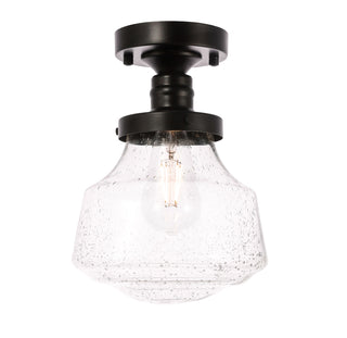 Lyle 1 light Black and Clear seeded glass Flush mount