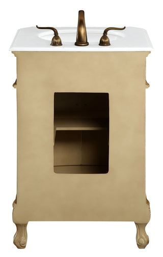 24 inch Single Bathroom vanity in Antique Beige with ivory white engineered marble