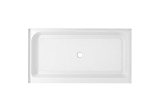 60x36 inch Single threshold shower tray center drain in glossy white