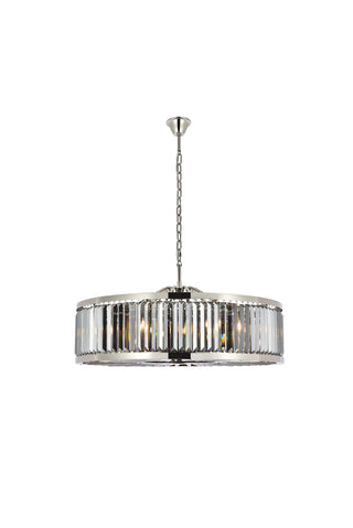 Chelsea 10 light polished nickel Chandelier Silver Shade (Grey) Royal Cut Crystal