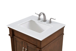 24 inch Single Bathroom vanity in Walnut with ivory white engineered marble