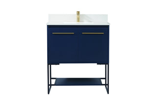 30 inch Single bathroom vanity in blue with backsplash