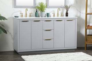 60 inch double bathroom vanity in grey