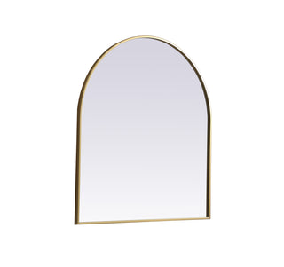 Metal Frame Arch Mirror 33x36 Inch in Brass