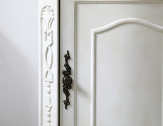 19 inch Single Bathroom vanity in antique white with ivory white engineered marble